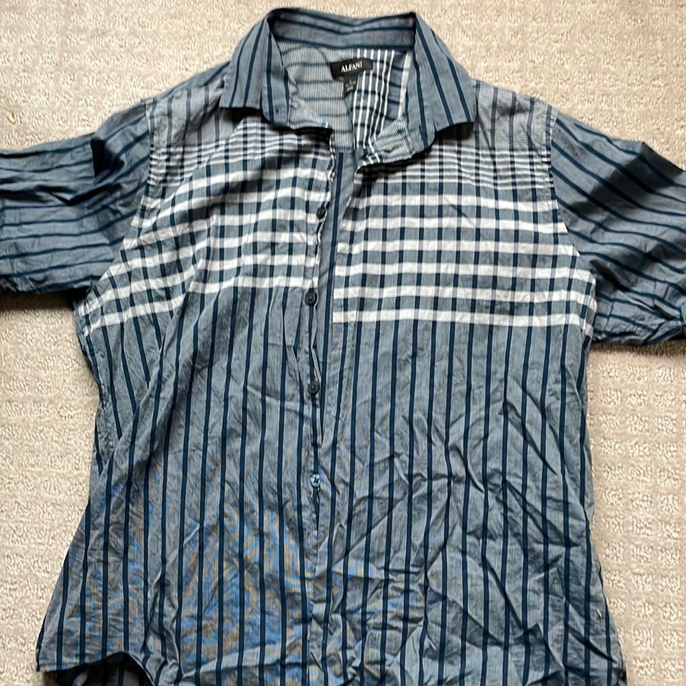 Mens blue casual short sleeve button down